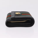 GUCCI GG Marmont Web Sherry Line Wallet Leather Black Gold 719887 Auth 212576M-4