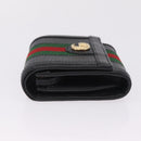 GUCCI GG Marmont Web Sherry Line Wallet Leather Black Gold 719887 Auth 212576M-5