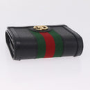 GUCCI GG Marmont Web Sherry Line Wallet Leather Black Gold 719887 Auth 212576M-6