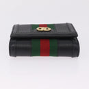 GUCCI GG Marmont Web Sherry Line Wallet Leather Black Gold 719887 Auth 212576M-7