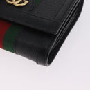 GUCCI GG Marmont Web Sherry Line Wallet Leather Black Gold 719887 Auth 212576M-9