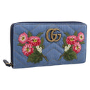 GUCCI GG Marmont Long Wallet Denim Blue Gold 443123 Auth 212577M-1