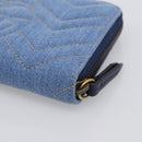 GUCCI GG Marmont Long Wallet Denim Blue Gold 443123 Auth 212577M-10