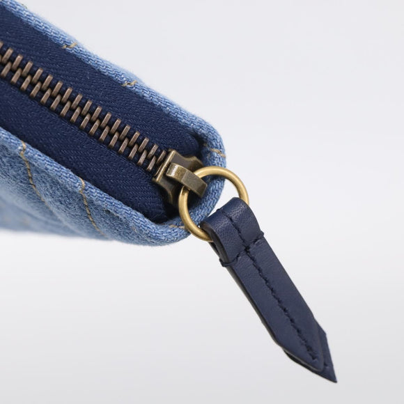 GUCCI GG Marmont Long Wallet Denim Blue Gold 443123 Auth 212577M