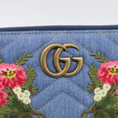 GUCCI GG Marmont Long Wallet Denim Blue Gold 443123 Auth 212577M-13