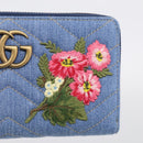 GUCCI GG Marmont Long Wallet Denim Blue Gold 443123 Auth 212577M-14