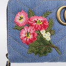GUCCI GG Marmont Long Wallet Denim Blue Gold 443123 Auth 212577M-15
