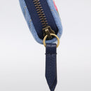 GUCCI GG Marmont Long Wallet Denim Blue Gold 443123 Auth 212577M-16