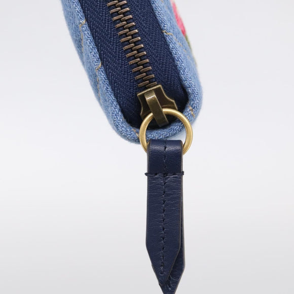GUCCI GG Marmont Long Wallet Denim Blue Gold 443123 Auth 212577M
