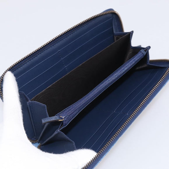 GUCCI GG Marmont Long Wallet Denim Blue Gold 443123 Auth 212577M