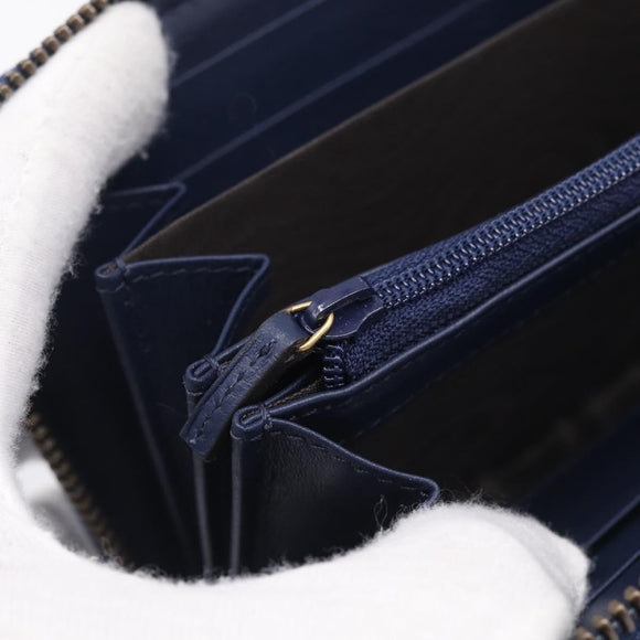 GUCCI GG Marmont Long Wallet Denim Blue Gold 443123 Auth 212577M