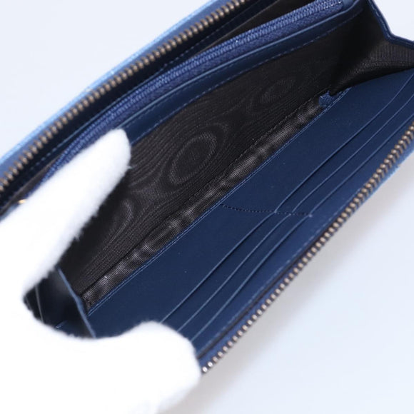 GUCCI GG Marmont Long Wallet Denim Blue Gold 443123 Auth 212577M