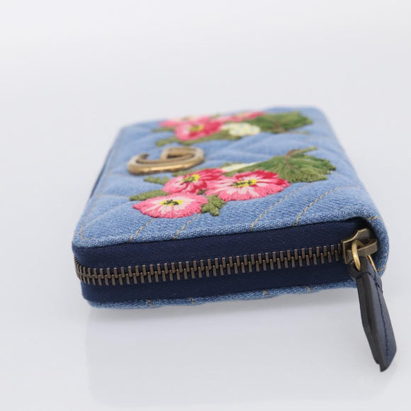 GUCCI GG Marmont Long Wallet Denim Blue Gold 443123 Auth 212577M