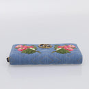 GUCCI GG Marmont Long Wallet Denim Blue Gold 443123 Auth 212577M-7