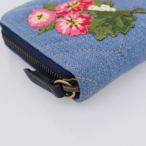 GUCCI GG Marmont Long Wallet Denim Blue Gold 443123 Auth 212577M