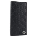 GUCCI GG Canvas Guccissima Long Wallet Leather Black Silver 473920 Auth 212578M-1