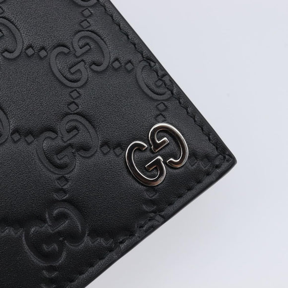GUCCI GG Canvas Guccissima Long Wallet Leather Black Silver 473920 Auth 212578M