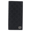 GUCCI GG Canvas Guccissima Long Wallet Leather Black Silver 473920 Auth 212578M-2
