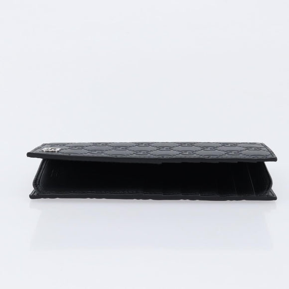 GUCCI GG Canvas Guccissima Long Wallet Leather Black Silver 473920 Auth 212578M