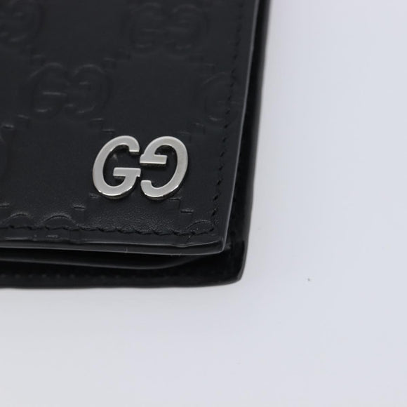 GUCCI GG Canvas Guccissima Long Wallet Leather Black Silver 473920 Auth 212578M