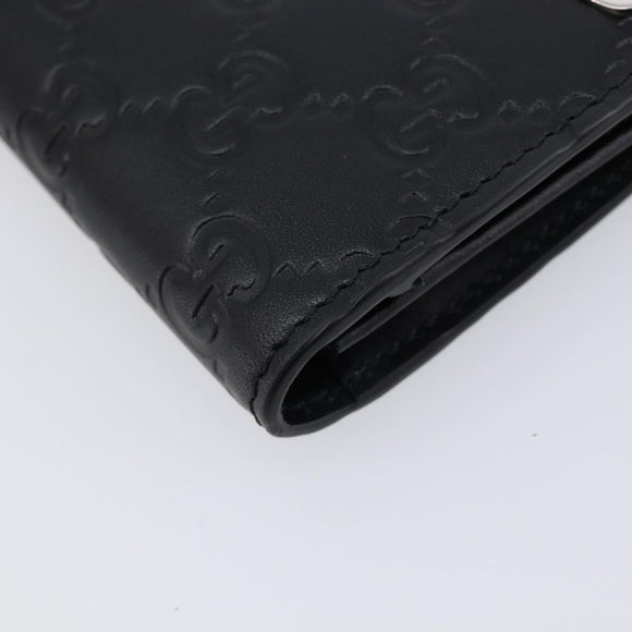 GUCCI GG Canvas Guccissima Long Wallet Leather Black Silver 473920 Auth 212578M