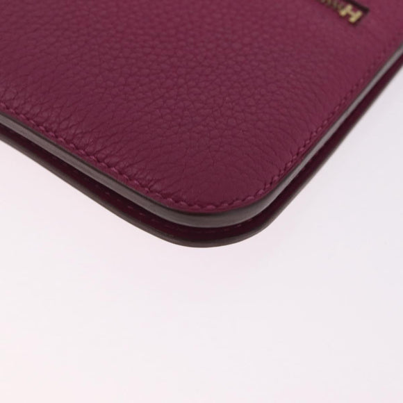 HERMES Dogon Long Wallet Leather Purple Gold Auth 212580M