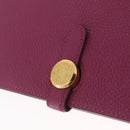 HERMES Dogon Long Wallet Leather Purple Gold Auth 212580M-13