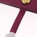 HERMES Dogon Long Wallet Leather Purple Gold Auth 212580M-14