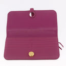 HERMES Dogon Long Wallet Leather Purple Gold Auth 212580M-15