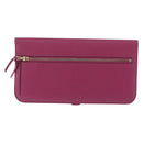 HERMES Dogon Long Wallet Leather Purple Gold Auth 212580M-3