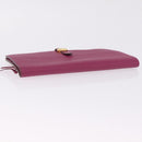 HERMES Dogon Long Wallet Leather Purple Gold Auth 212580M-6
