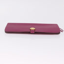 HERMES Dogon Long Wallet Leather Purple Gold Auth 212580M-7