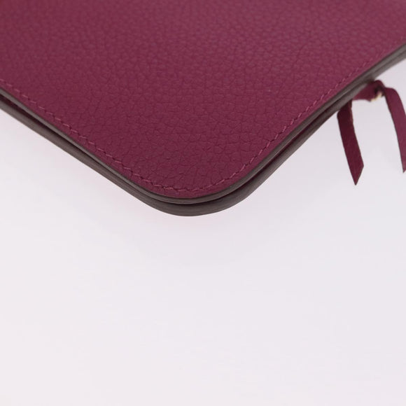 HERMES Dogon Long Wallet Leather Purple Gold Auth 212580M