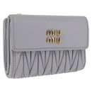 Miu Miu Matelasse Wallet Leather Gray Gold Auth 212584V-1