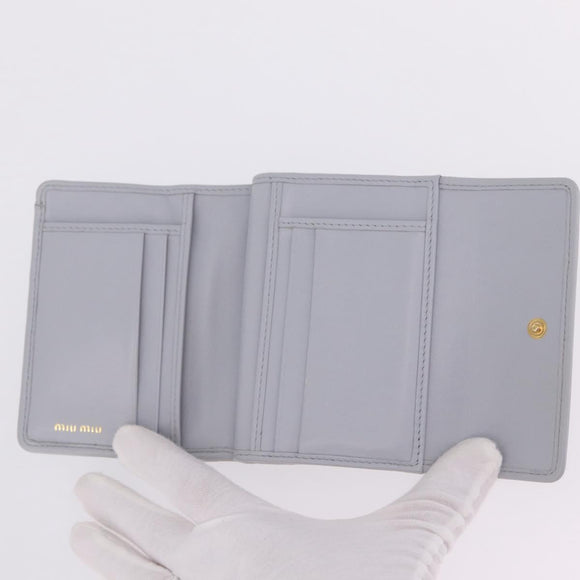 Miu Miu Matelasse Wallet Leather Gray Gold Auth 212584V