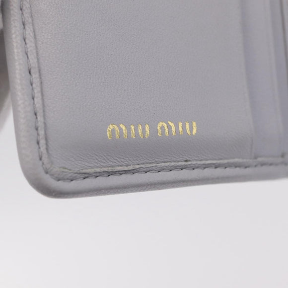 Miu Miu Matelasse Wallet Leather Gray Gold Auth 212584V