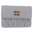 Miu Miu Matelasse Wallet Leather Gray Gold Auth 212584V-2