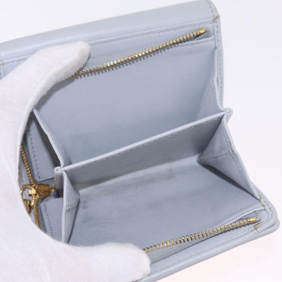Miu Miu Matelasse Wallet Leather Gray Gold Auth 212584V