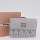 Miu Miu Matelasse Wallet Leather Gray Gold Auth 212584V-25