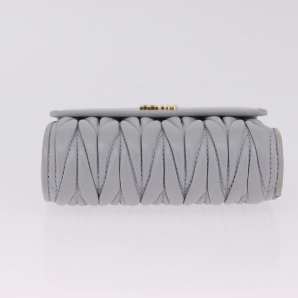 Miu Miu Matelasse Wallet Leather Gray Gold Auth 212584V