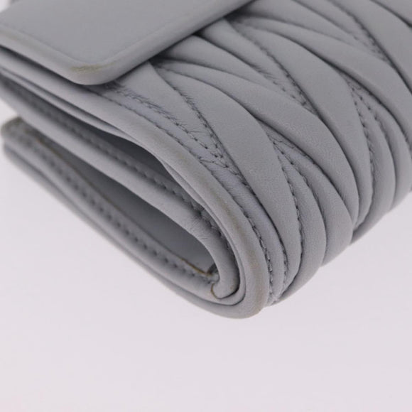 Miu Miu Matelasse Wallet Leather Gray Gold Auth 212584V