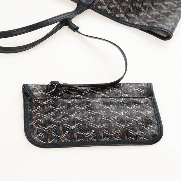 Goyard Herringbone Saint Louis PM Tote Bag PVC Black Auth 212594V