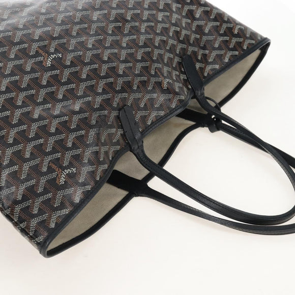 Goyard Herringbone Saint Louis PM Tote Bag PVC Black Auth 212594V
