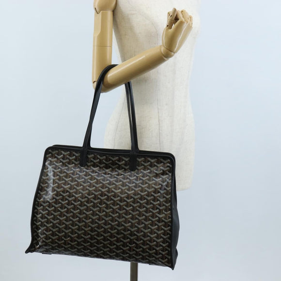 Goyard Herringbone Ardy PM Tote Bag PVC Leather Black Auth 212602SAM