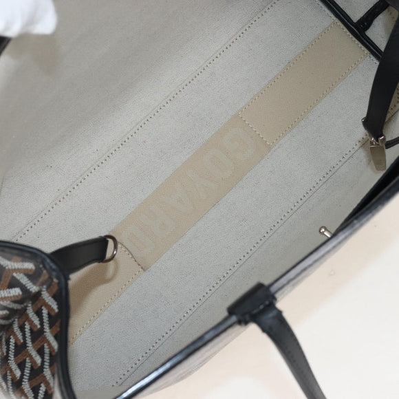 Goyard Herringbone Belcious PM Tote Bag PVC Black Auth 212604V
