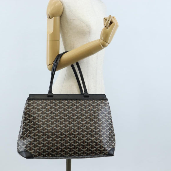Goyard Herringbone Belcious PM Tote Bag PVC Black Auth 212604V