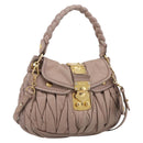 Miu Miu Matelasse Hand Bag Leather 2way Pink Gold Auth 212719A-1
