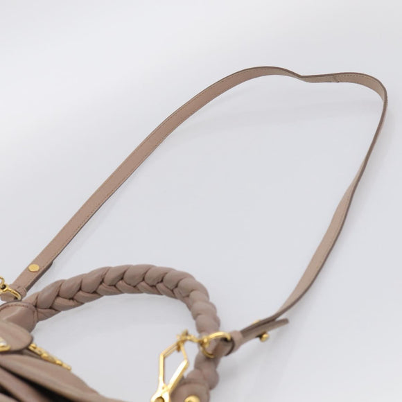 Miu Miu Matelasse Hand Bag Leather 2way Pink Gold Auth 212719A
