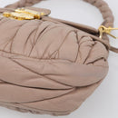 Miu Miu Matelasse Hand Bag Leather 2way Pink Gold Auth 212719A-13