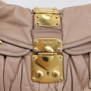 Miu Miu Matelasse Hand Bag Leather 2way Pink Gold Auth 212719A-17